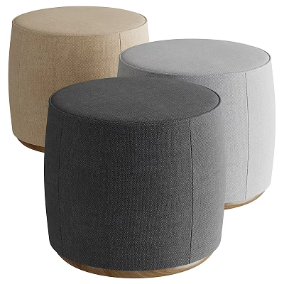 Beige Gray and Dark Gray Fabric Upholstered Ottoman with Modern Simple Design for Living Room 3d model