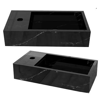 Modern Black Marble Bathroom Sink With Natural Veins And Single Bowl Design 3d model
