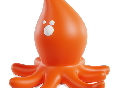 Adorable Orange Octopus Toy Figure With Soft Tentacles And Playful Design 3d model