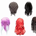 Different Colorful Hair Wig Hanging Decorations with Braided Curly Straight Styles