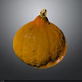 Orange Round Pumpkin With Smooth Texture On Black Reflective Background