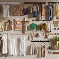 Stylish Clothes Hanging Hooks In Wardrobe Display With Dresses Coats And Accessories