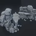 Gray Rock Scene Components With Stacked Stone Blocks Rock Platforms And Scattered Stones