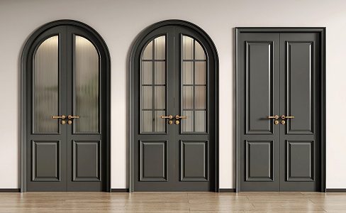 French Double Door Retro Door Cream Air Door Arch Door French Door Study Door Bedroom Door Arc Door 3d model