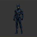 Futuristic Blue Superhero Armor With Yellow Accents And Modern Design