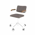 Modern Table and Chair Set With Leather Seat Metal Frame And Wooden Armrests