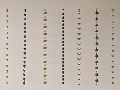 Hardware Tools Including Different Style Hooks Chains in Gold and Black Neatly Organized 3d model