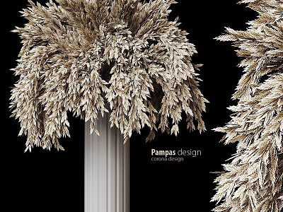 Elegant Decorative Ornament Set With Pampas Grass And Column For Home Decor 3d model