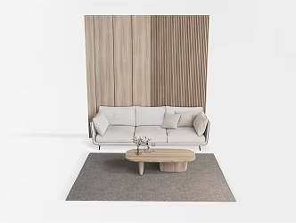 Modern Three-Seat Sofa Simple Multiplayer Sofa Coffee Table Combination 3d model