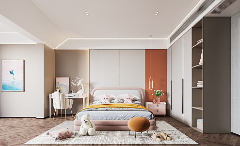 Modern Children's Room Girls Room 3d model