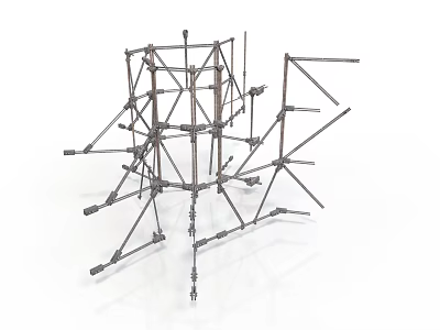 Industrial Metal Scaffolding Equipment With Interconnected Bars And Supports 3d model