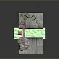 Industrial Indoor Space With Concrete Walls Pink Pipes Trash Bags Green Mat And Warning Barrels