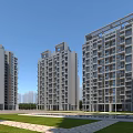 Modern Residential Buildings Complex With Central Garden And Lush Green Surroundings