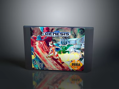 Colorful Artwork Genesis Game Cartridge With Magna Label 88 Electronic Gaming Device 3d model