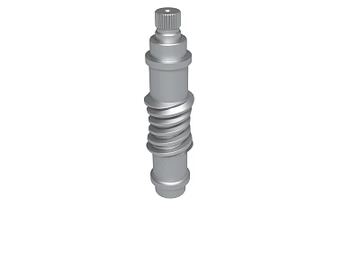 Silver Metal Cylindrical Mechanical Component With Threaded Sections And Top Knob 3d model