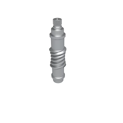 Silver Metal Cylindrical Mechanical Component With Threaded Sections And Top Knob 3d model