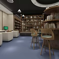 Modern Window Blinds Decorating Cozy Reading Room With Bookshelves And Seating Furniture