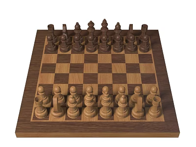 Classic Wooden Chessboard Featuring Detailed Chess Pieces For Board Game Entertainment 3d model
