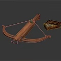 Medieval Wooden Catapult Siege Weapon With Wooden Box And Stones