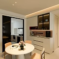 Modern Living and Dining Room Interior With White Sofa Black Coffee Table and Dining Chairs