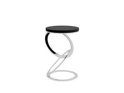 Sleek Modern Side Table With Black Round Tabletop And Silver Spiral Metal Frame 3d model