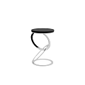 Sleek Modern Side Table With Black Round Tabletop And Silver Spiral Metal Frame