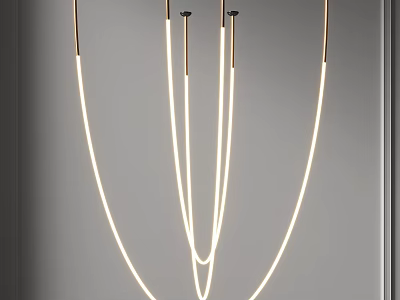 Modern Curved LED Chandelier With Sleek Metal Frame For Stylish Contemporary Interior Design 3d model