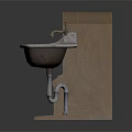 Vintage Carved Stone Washbasin Components With Decorative Base And Metal Faucet