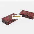 Vintage Red Carved Wooden Boxes With Intricate Patterns And Traditional Design