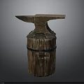 Vintage Anvil With Wooden Base Traditional Rustic Blacksmith Tool