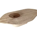Natural Wood Coffee Table With Circular Groove Design For Living Room