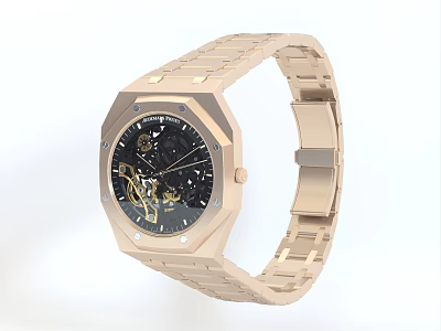Watch Automatic Mechanical Watch Metal Bracelet Watch Tourbillon Watch Outdoor Watch Gold Watch 3d model