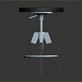Modern Minimalist Stool With Round Black Seat Blue Circular Ring Accent And Three Legged Design