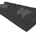 Black Two Seater Sofa With Gray Cushions In Modern Interior Design 3d model