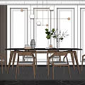 Modern Dining Table and Chair Combination Dining Table and Chair Dining Chair Dining Table 3d model