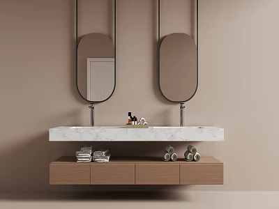 Bathroom cabinet wash basin bathroom mirror makeup mirror 3d model