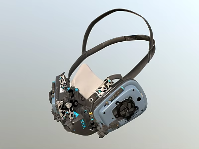 Professional Fire Helmet With Black Strap Gray Shell And Blue Protective Accents 3d model