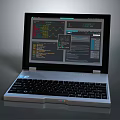 Sleek Silver Laptop Displaying Data Charts And Programming Interface With Open Screen 3d model
