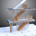 Modern Staircase Design With Wooden Steps Glass Railings And Multi Level Structure