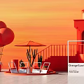Orange Sunrise Pantone Color Theme Photo Spot With Red Lighthouse Balloons Cactus And White Frame