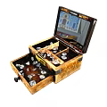 Sparkling Diamond Jewelry Stored in Wooden Box with Multiple Compartments and Mirror Lid