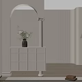 Modern Interior Partition Featuring Arch Design Cabinet Vase And Floor Lamp 3d model
