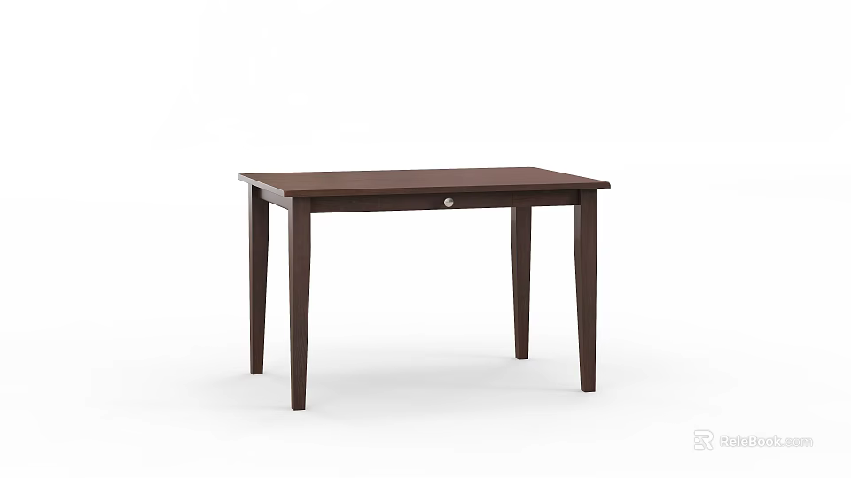 Dark Brown Wooden Dining Table With Rectangular Top And Simple Design 3d model