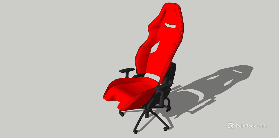 Red High Back Ergonomic Office Chair With Black Base And Rolling Wheels 3d model 