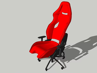 Red High Back Ergonomic Office Chair With Black Base And Rolling Wheels 3d model