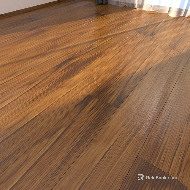 Natural Grain Wooden Flooring With Warm Brown Tone And Glossy Surface Finish 3d model 