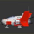Red and White Sci Fi Aircraft Model With Blue Cockpit And Wing Structure 3d model