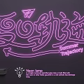 Artistic Purple Neon Lighting Combinations With Arrows Paper Plane And Summer Trajectory