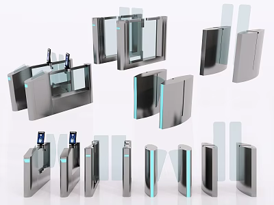 Public Facility Automatic Turnstiles With Stainless Steel Sensor Gates And Various Designs 3d model