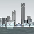 Integrated Modern Commercial Complex With High Rise Towers And Riverfront Landscape